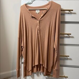 Women's salmon color Button-Up Top